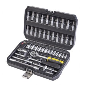 TOP MASTER Κασετίνα καρυδάκι CR-V 1/4" σετ 46τεμ 339203