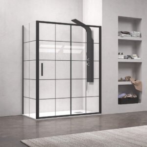 Καμπίνα από τοίχο σε τοίχο με frame κρύσταλλο EFE 400 Black KARAG 100x190cm