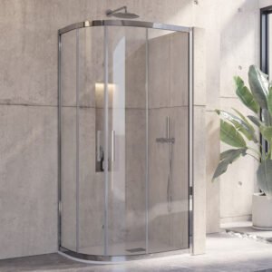 Καμπίνα ημικυκλική με διάφανο κρύσταλλο INOX 200 Cromo KARAG 90x90x190cm
