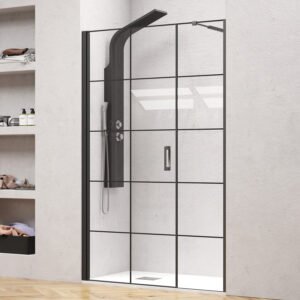 Καμπίνα από τοίχο σε τοίχο με frame κρύσταλλο NERO 5 PORTA Black KARAG 114x200cm (40cm σταθερό)