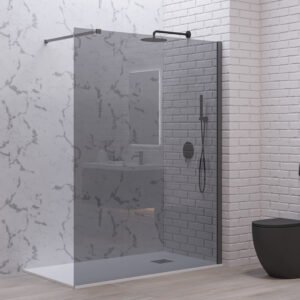 Σταθερό διαχωριστικό ντουζιέρας με fume κρύσταλλο WALKIN 1 Gun Metal KARAG 140x200cm