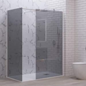 Σταθερά διαχωριστικά ντουζιέρας με fume κρύσταλλο WALKIN 2 White KARAG 80x200cm