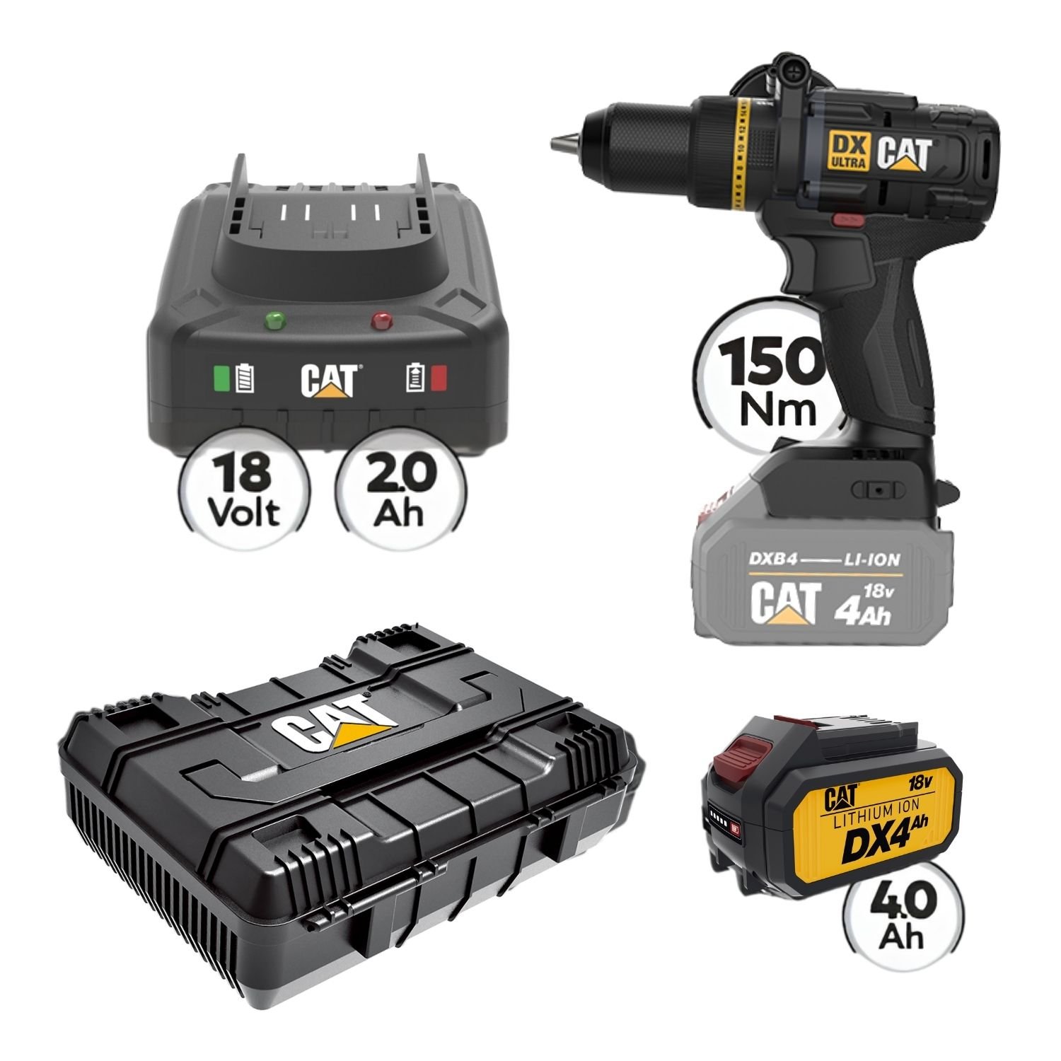 CAT Combo-32 Δραπανοκατσάβιδο DX1040B, Πλαστική βαλίτσα